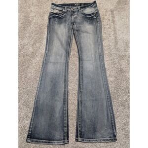 Womens Soundgirl Bootcut Jeans Embellished Back Pockets Blue Denim Size 3